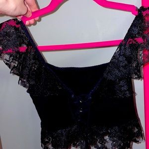 Small black lace crop top